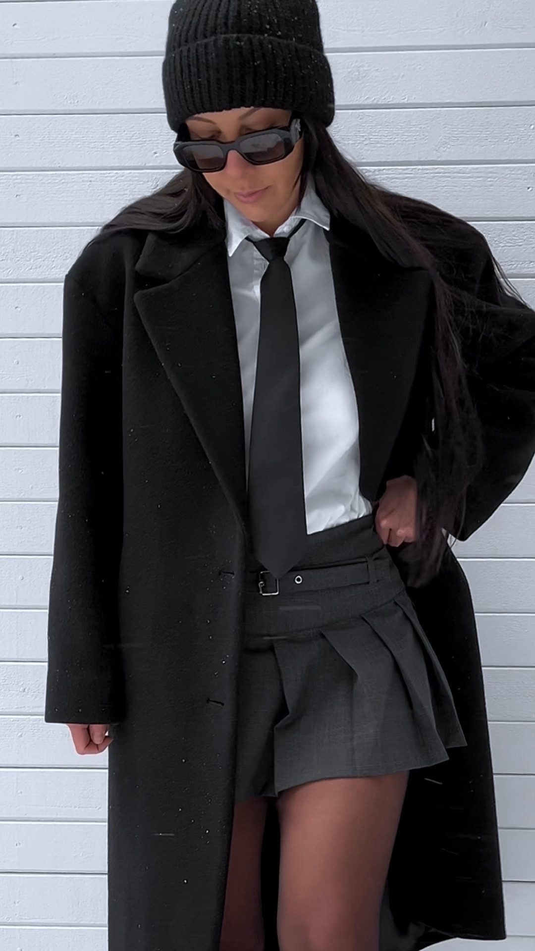 Loving the tie trend; can elevate any outfit! 

Skort is from Zara

black tie, dress shirt, Aritzia the only coat, Prada sunglasses, street style 

#LTKstyletip #LTKfindsunder100