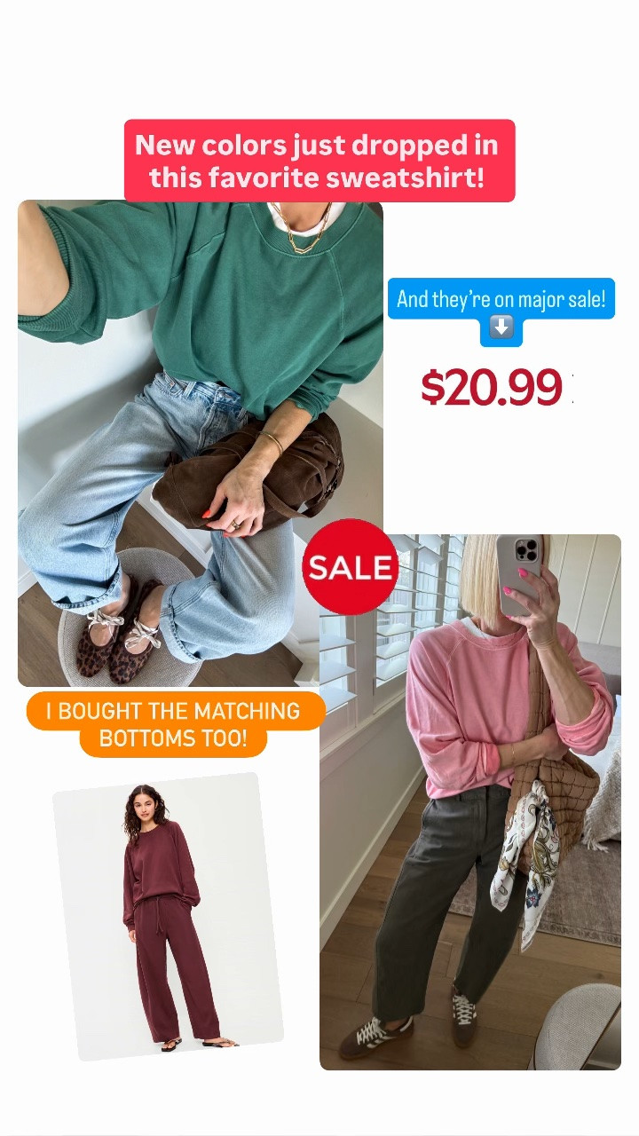 New colors just dropped in this favorite pullover sweatshirt — and they’re on major SALE with code FIFTY at checkout. Love the vintage vibe and slouchy fit. I wear my true size medium.
Don’t forget the matching sweatpants too!

#LTKmomlife #LTKSaleAlert #LTKOver40