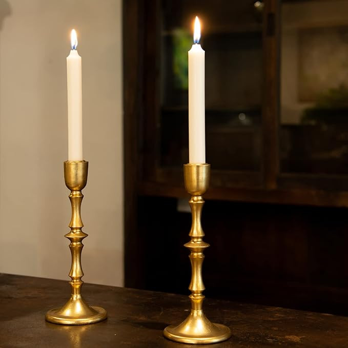 Candlestick Holders for Taper Candle - Modern Gold Candleholder Resin Display Candle Centerpiece,... | Amazon (US)