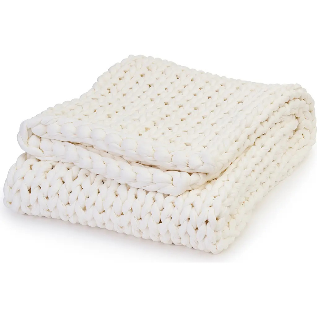 Bearaby Organic Cotton Weighted Knit Blanket in Cloud White at Nordstrom, Size 25 Lb. | Nordstrom