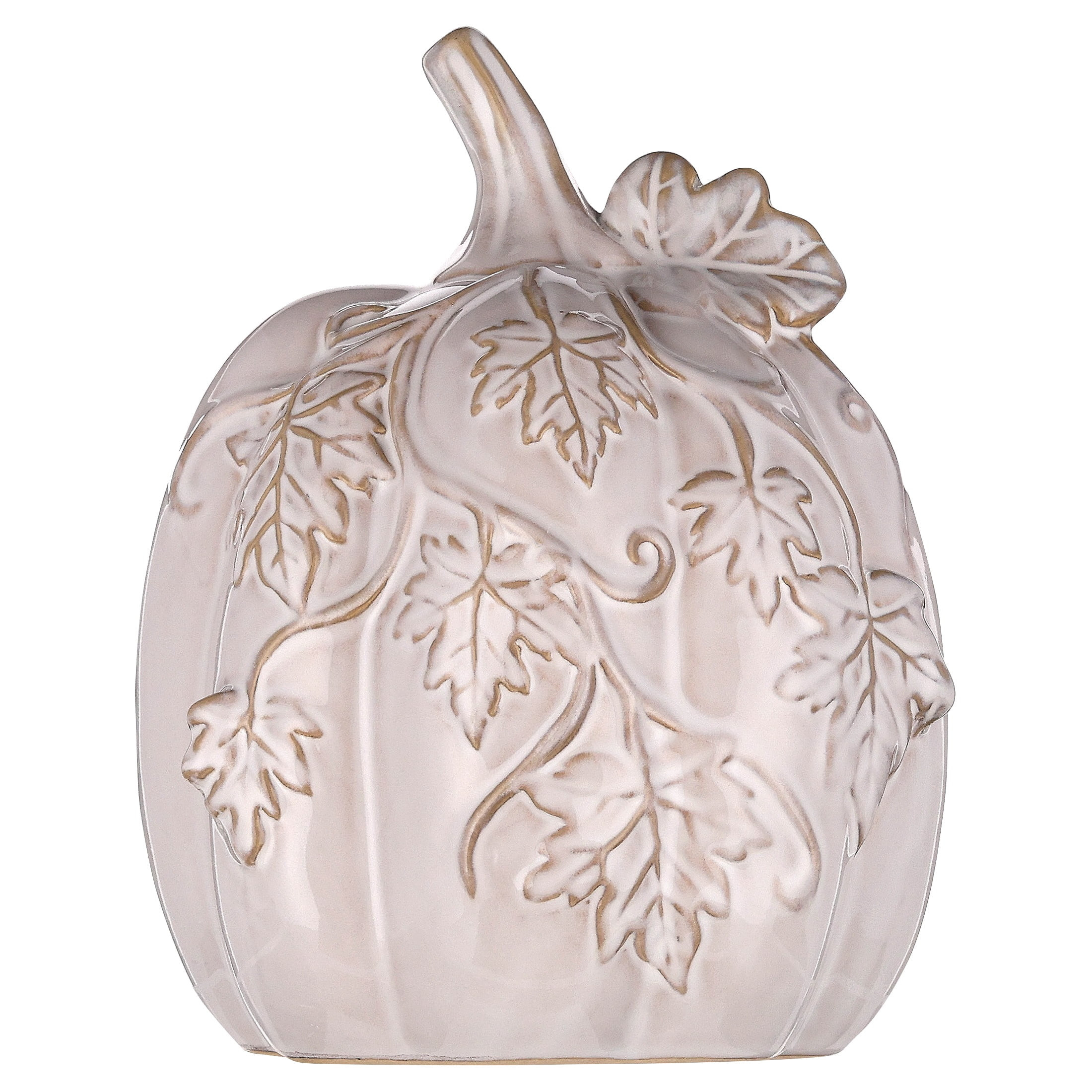 My Texas House Fall Small Ceramic Pumpkin with Vine Accents Tabletop Decoration, White, 7" - Walmart.com | Walmart (US)