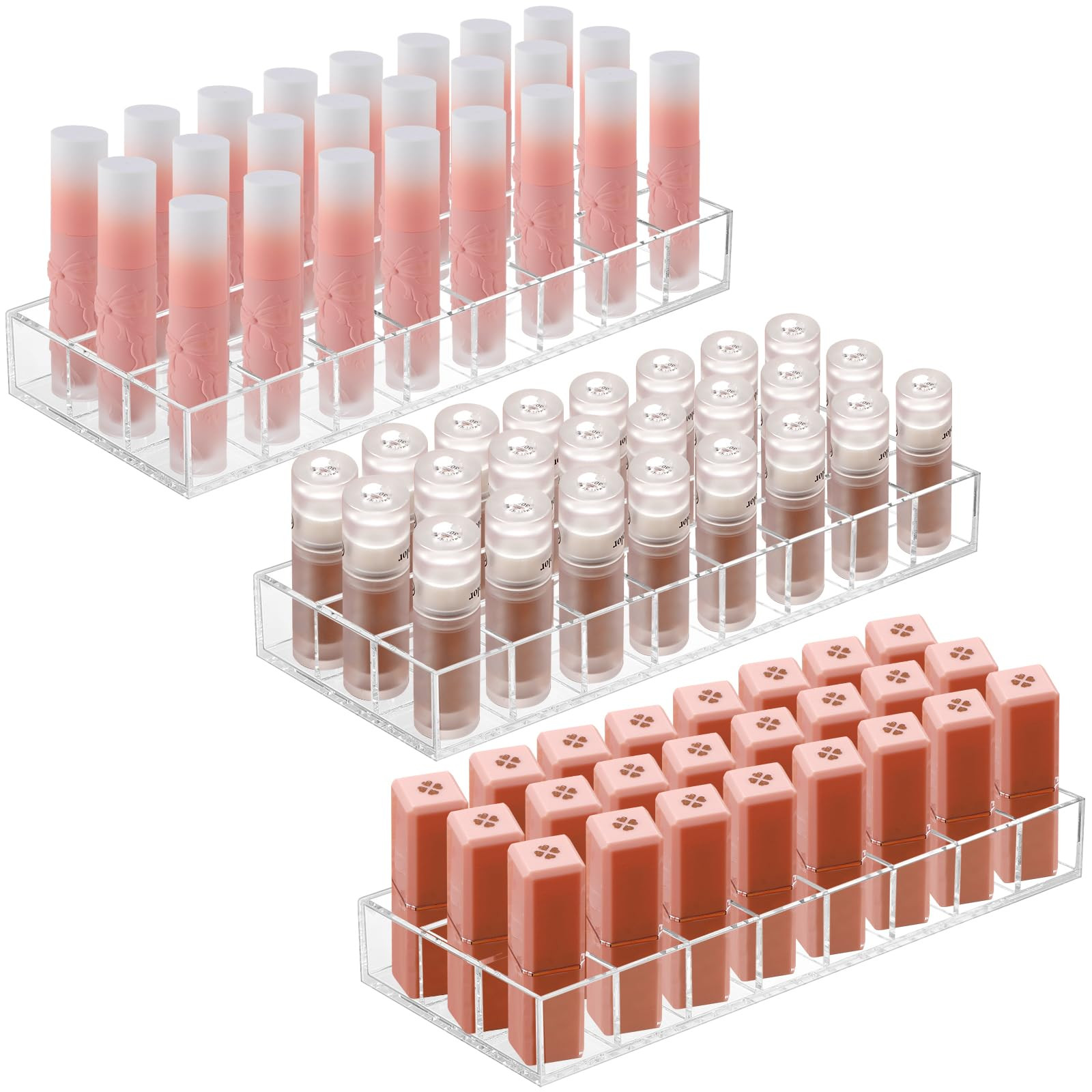 Kigley 3 Pcs Clear Lipstick Holder Acrylic Lip Gloss Organizer Cosmetic Storage Lipstick Display ... | Amazon (US)