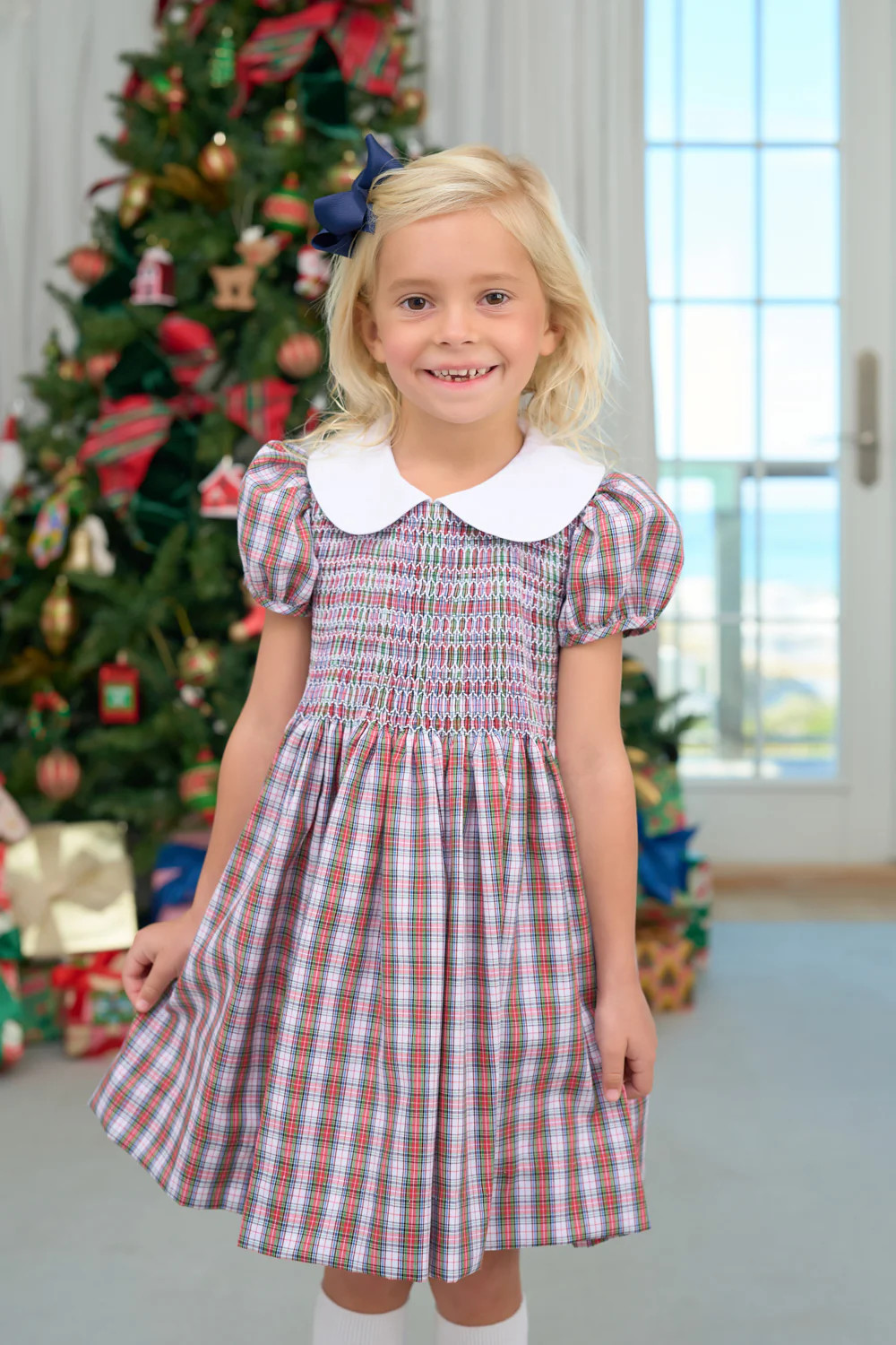 Darma Dress - Merritt Park Plaid with Worth Avenue White & Nantucket Navy | The Beaufort Bonnet Company