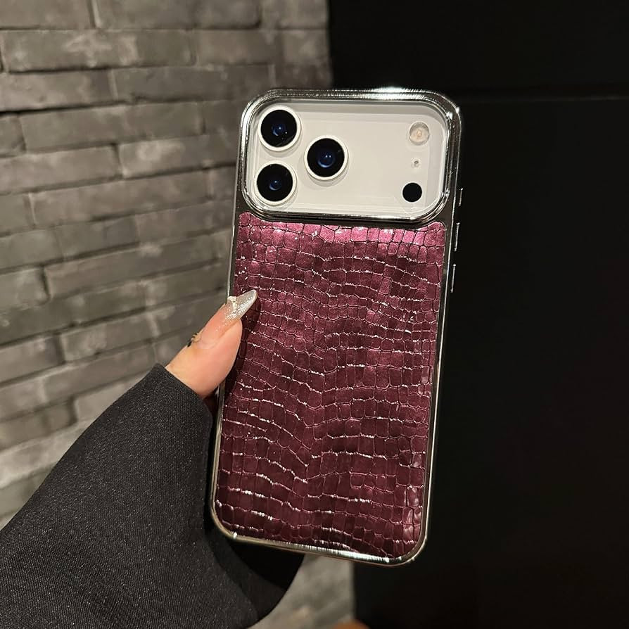 Losin Compatible with iPhone 17 Pro Max Classic Retro Crocodile Case,PU Leather Glitter Electropl... | Amazon (US)