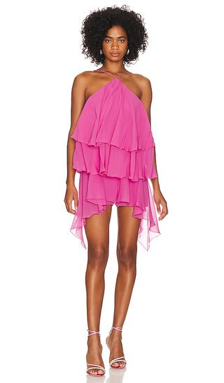 Malena Ruffle Playsuit Hot Pink Romper Vacation Holiday Romper Fall Romper Winter Fall Romper Winter | Revolve Clothing (Global)