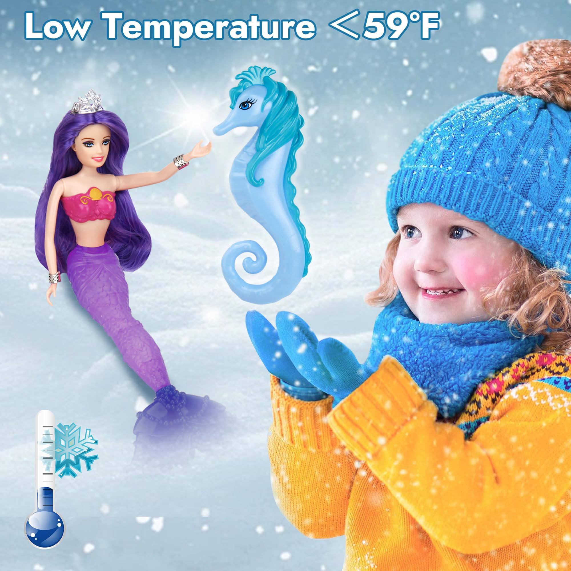 BETTINA Magical Color Changing Mermaid Doll, Princess Mermaid Toy with Seahorse & Dolls Accessori... | Amazon (US)