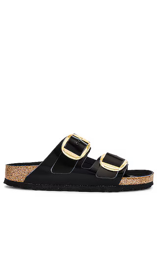 Arizona High Shine Big Buckle Sandal in High Shine Black | Revolve Clothing (Global)