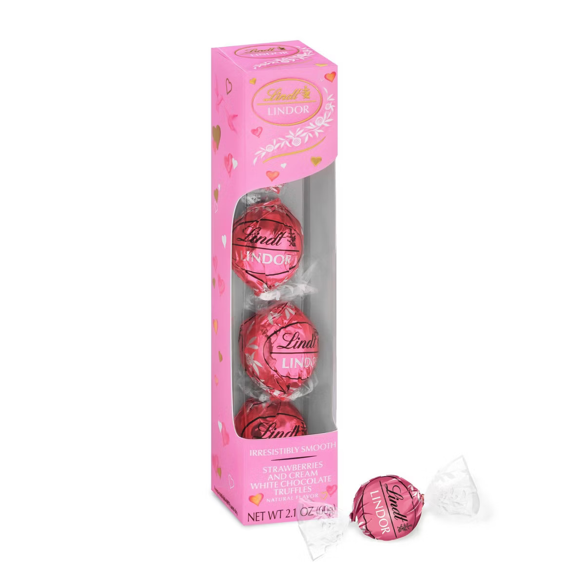 LINDOR, Lindt Valentine's Strawberries and Cream Chocolate Candy Gift Box - 2.1oz | Target