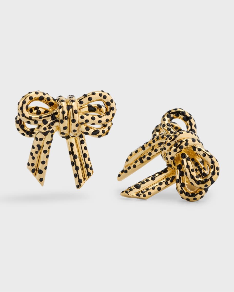 Oscar de la Renta Mini Bow Polka Dot Earrings | Neiman Marcus