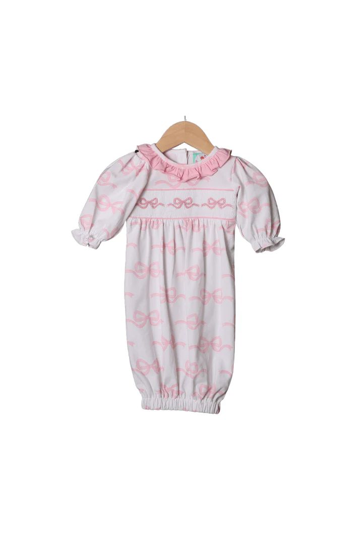 Smocked Sweet Bow Baby Gown | The Smocked Flamingo