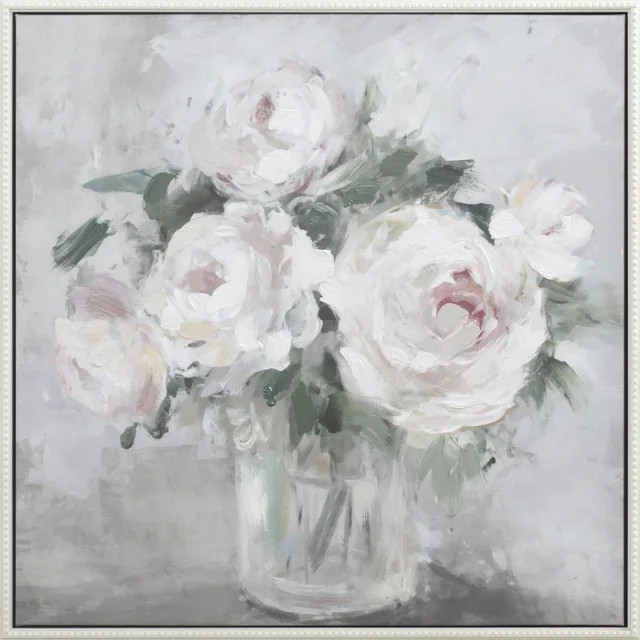 My Texas House Soft Pink Roses Framed Emb Canvas 24" x 24" | Walmart (US)