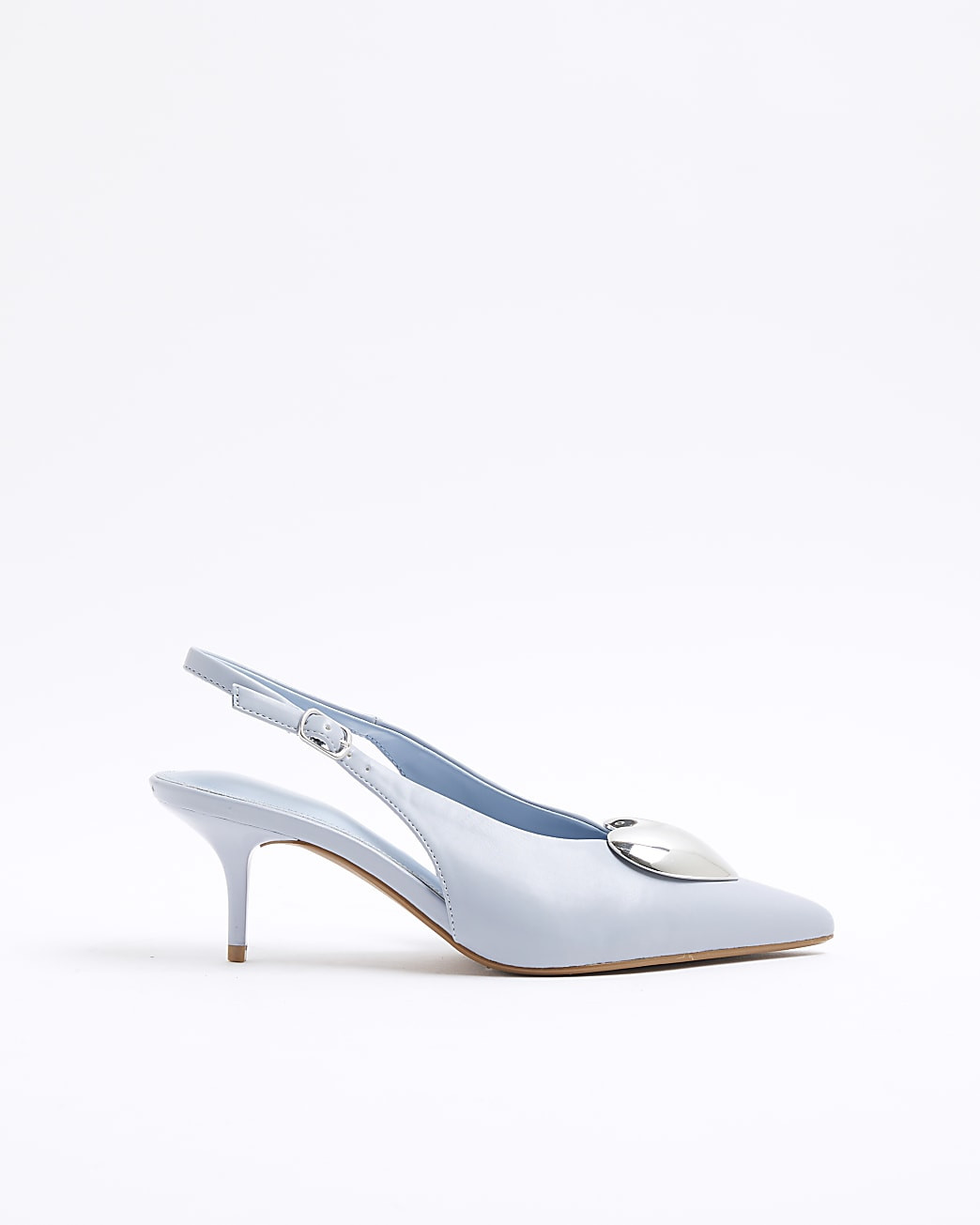 Blue Heart Sling Back Heeled Court Shoes | River Island UK & IE