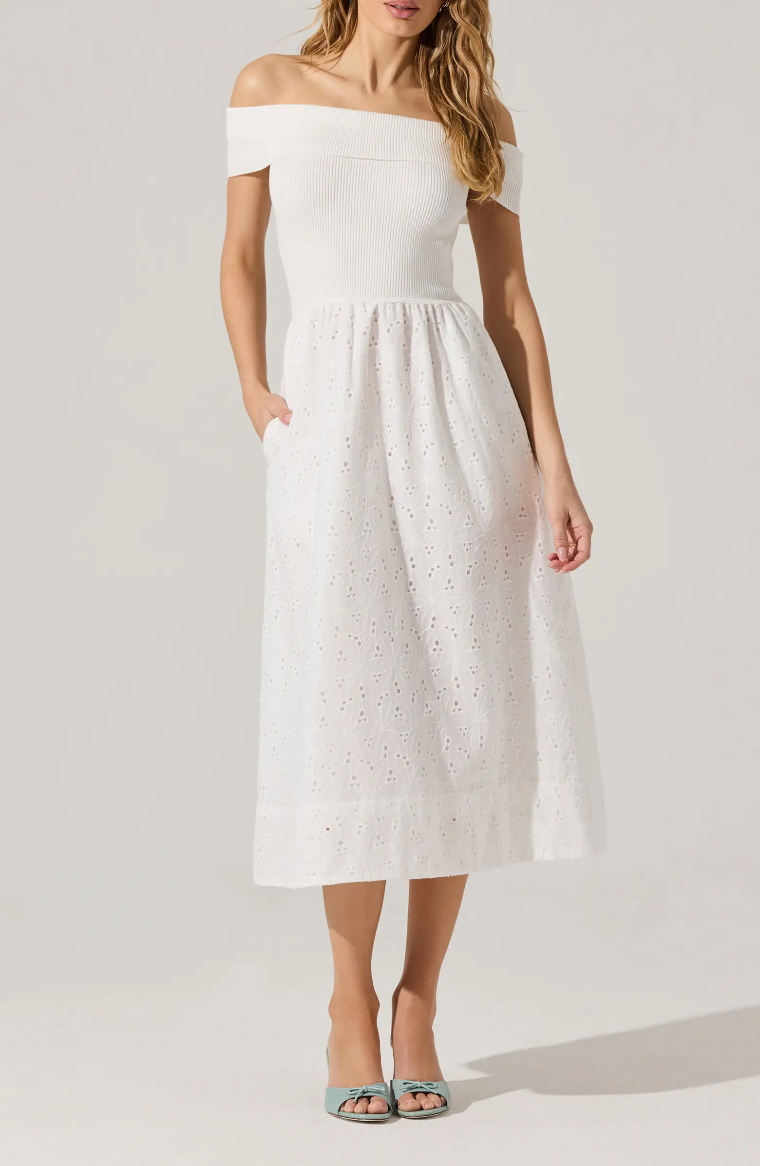 Mixed Media Off the Shoulder Dress | Nordstrom