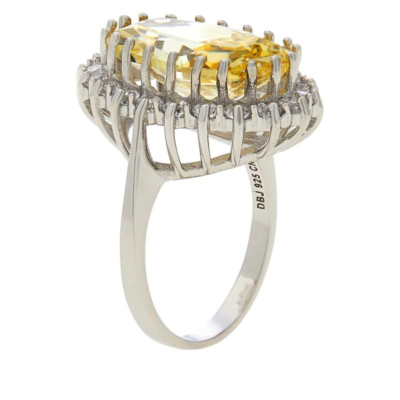 Absolute™  Cubic Zirconia Canary and Clear Oval Framed Halo Ring | HSN