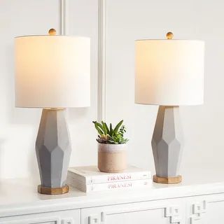 SAFAVIEH Lighting Landren 27-inch Ceramic LED Table Lamp (Set of 2) - 12" W x 12" L x 27" H - Ove... | Bed Bath & Beyond