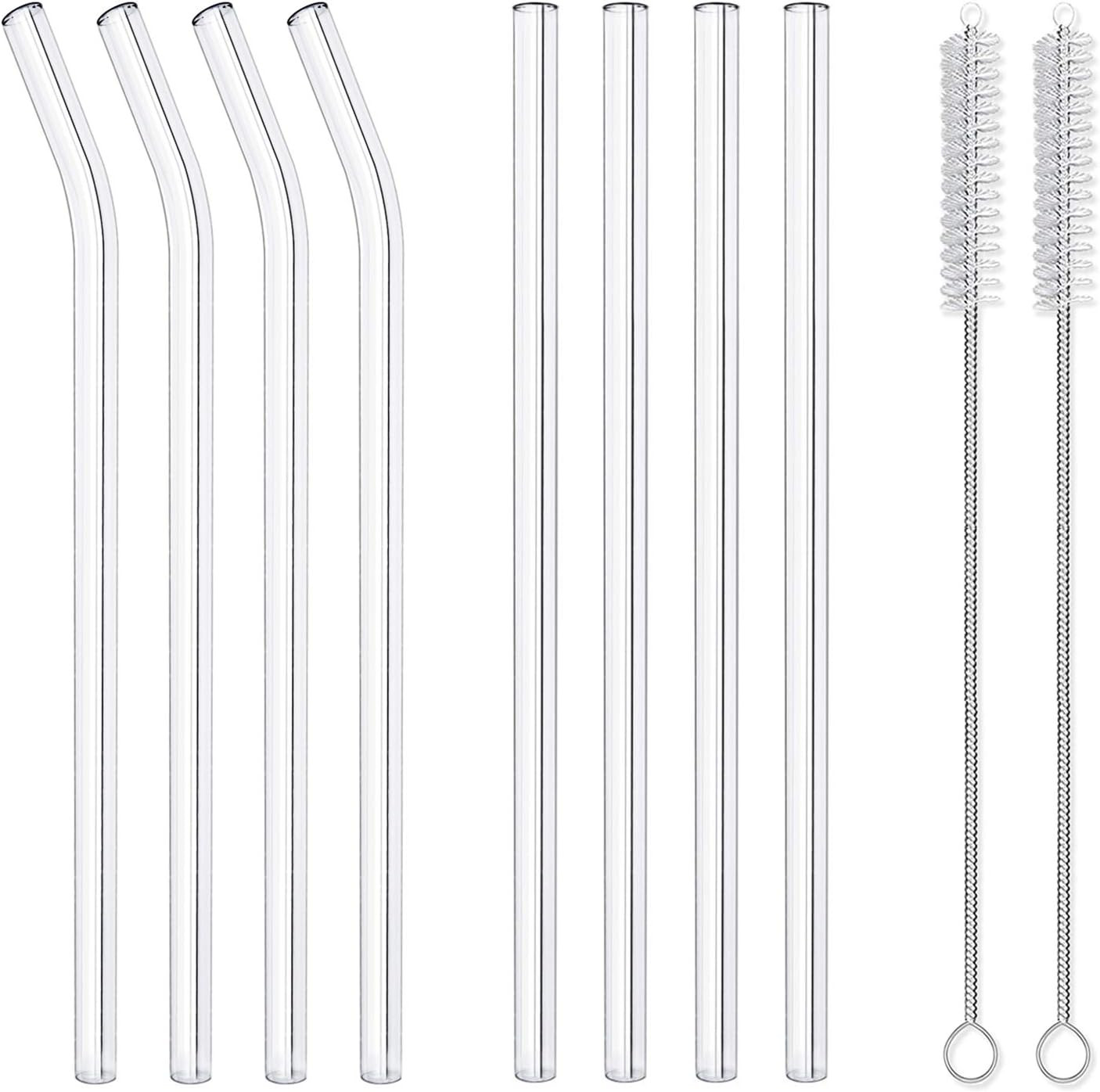 8 Pack Reusable Glass Drinking Straws - 10" x 10 mm - Smoothie Straws for Milkshakes, Frozen Drin... | Amazon (US)