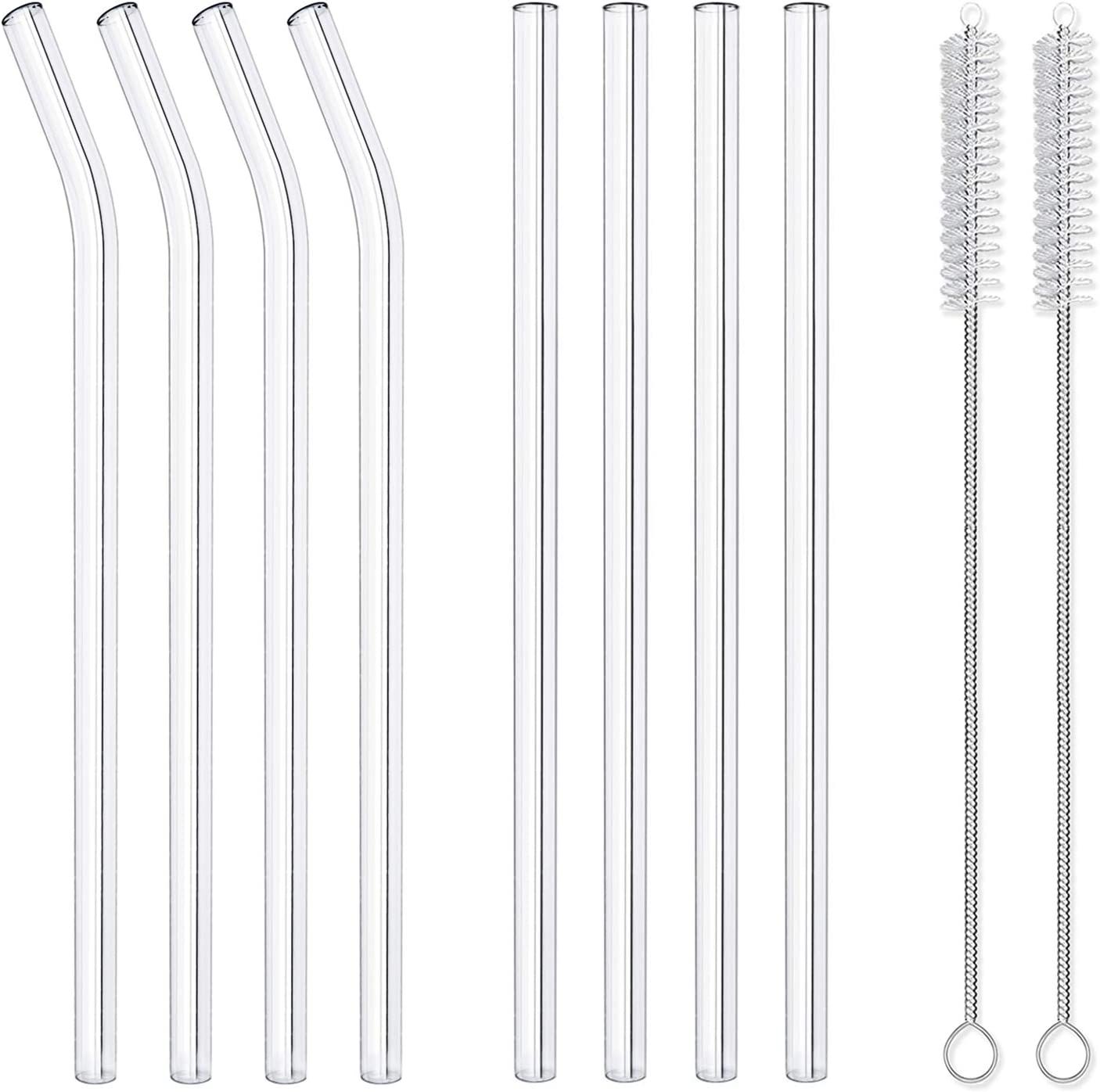 8 Pack Reusable Glass Drinking Straws - 10" x 10 mm - Smoothie Straws for Milkshakes, Frozen Drin... | Amazon (US)