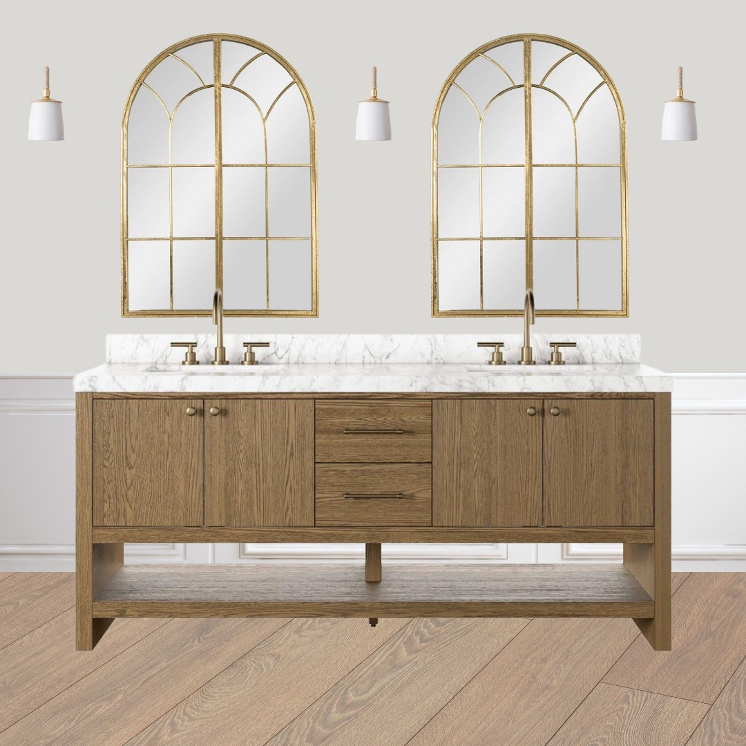 Modern meets timeless 🛁✨
Loving this mix of classic marble and a warm wood vanity — clean, elegant, and just the right amount of traditional. It’s all about blending old and new in the best way. Linked the look! #ModernTraditional #BathroomInspo #LTKhome #MarbleMoments