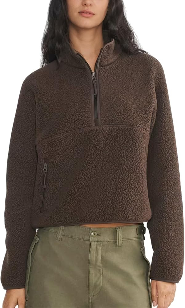 Women Pullover Sweatshirt Sherpa Cropped Fleece Jacket Half Zip Fuzzy Clothes Trendy Fall Jackets... | Amazon (US)
