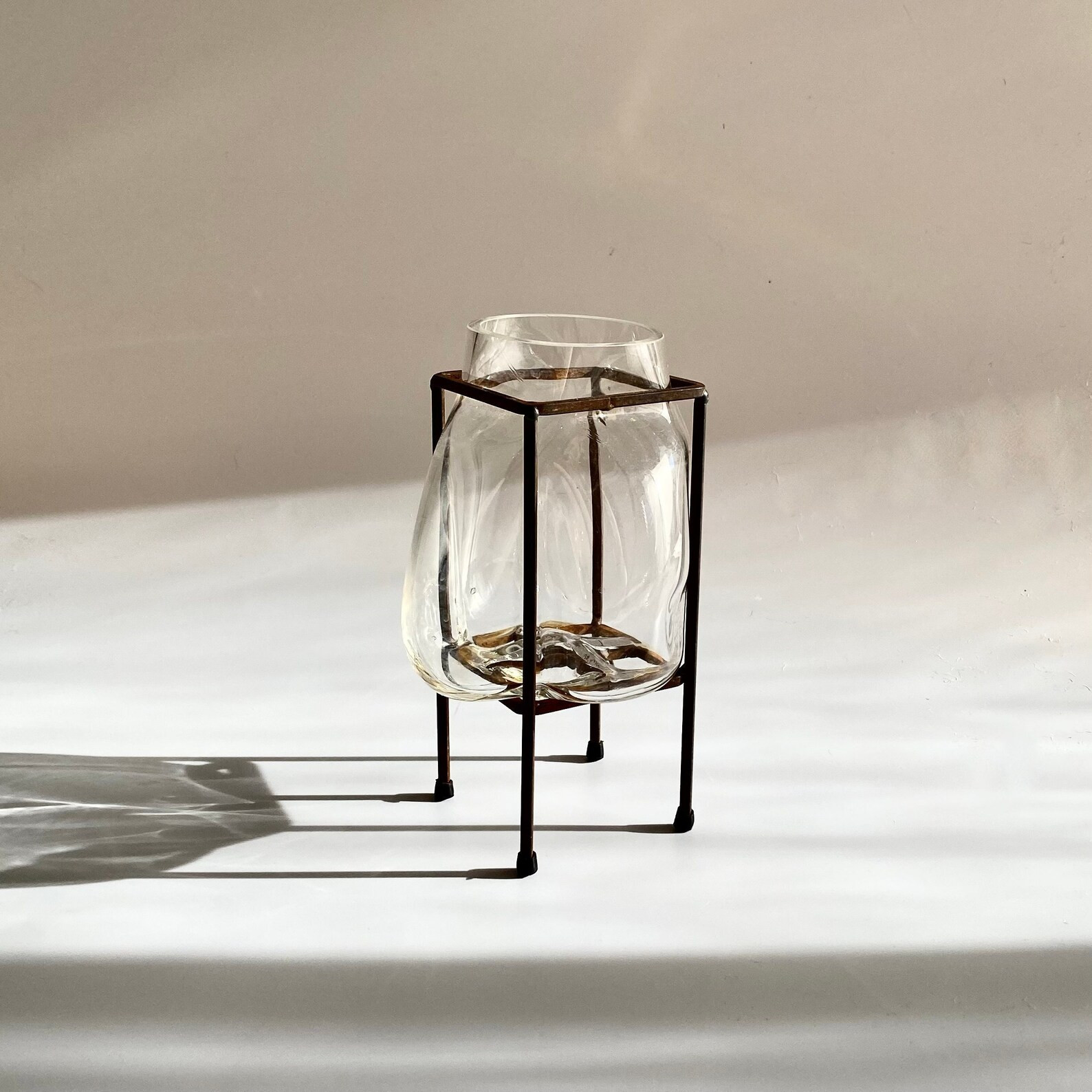 Vintage Blown Glass Organic-shaped Caged Glass Candleholder on | Etsy | Etsy (US)