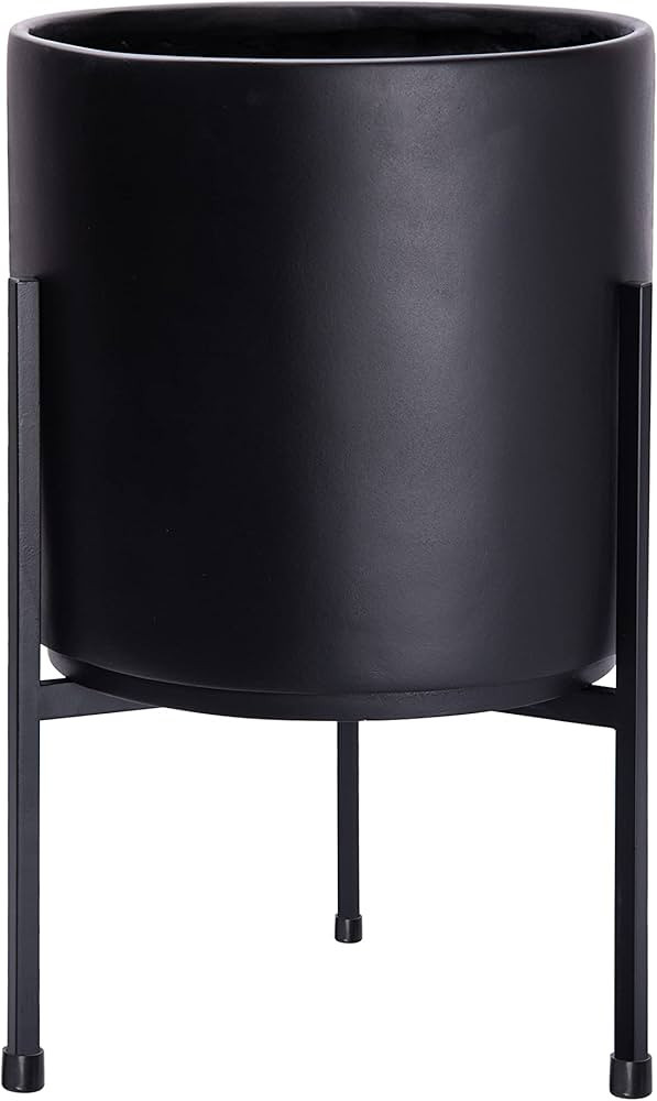 D'vine Dev Modern Black Plants Pot Cylinder Planter with Heavy Duty Stand, Medium 10 Inch Pot, 16... | Amazon (US)
