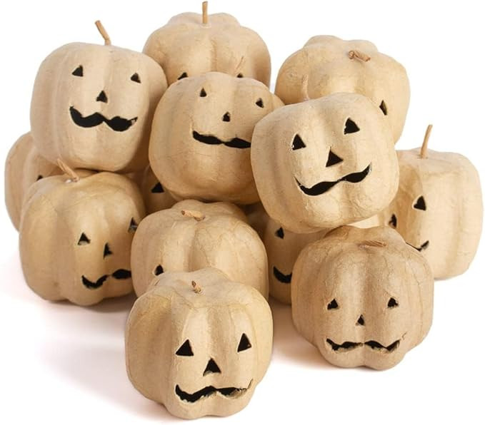 Factory Direct Craft Pack of 24 Paper Mache Jack O' Lantern Pumpkins - Small Papier Mache Carved ... | Amazon (US)