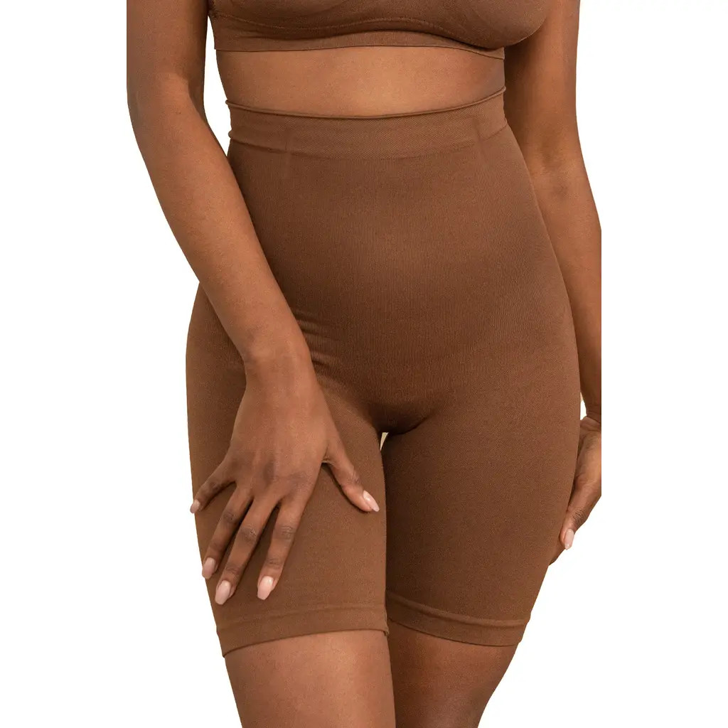 Shapermint Essentials High Waist Shaper Shorts in Chocolate at Nordstrom, Size Xxx-Large | Nordstrom