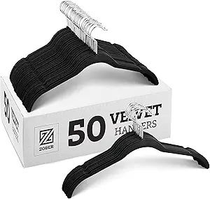 Premium Velvet Shirt Hangers (50 Pack) Non Slip Clothes Hangers, Ultra Slim Hangers Gain 50% Clos... | Amazon (US)