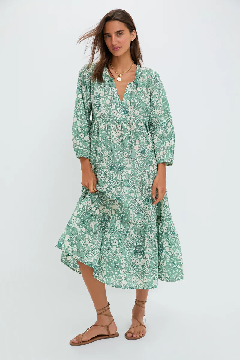 Misty Jade Blossom Long Sleeve Salty Paloma Caftan | Tuckernuck (US)