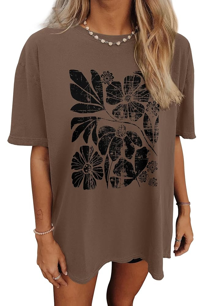 Women's Oversized T Shirts Graphic Tees Summer Short Sleeve Casual Loose Crewneck Basic Tunic Top... | Amazon (US)