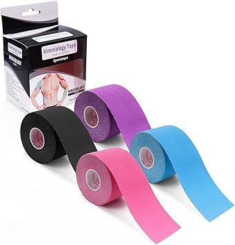 Tape Kinesiologico – Tape 4 Rotoli Kinesiologico Kinesio Taping in Cotone 5cm x 5m Vari Colori ... | Amazon (IT)