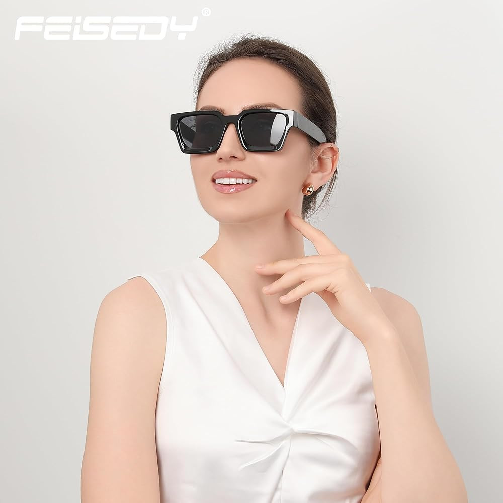 FEISEDY Retro 90s Square Sunglasses for Women Men Trendy Chunky Rectangle Sunglasses UV400 Protec... | Amazon (US)