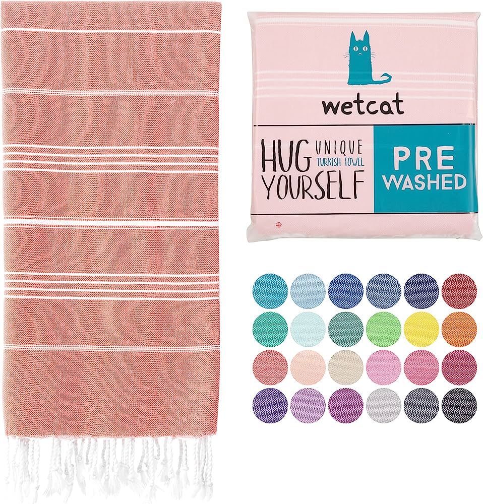 WETCAT Turkish Beach Towel Oversized 38x71 100% Cotton Sand Free Quick Dry Swim Towel Extra Large... | Amazon (US)