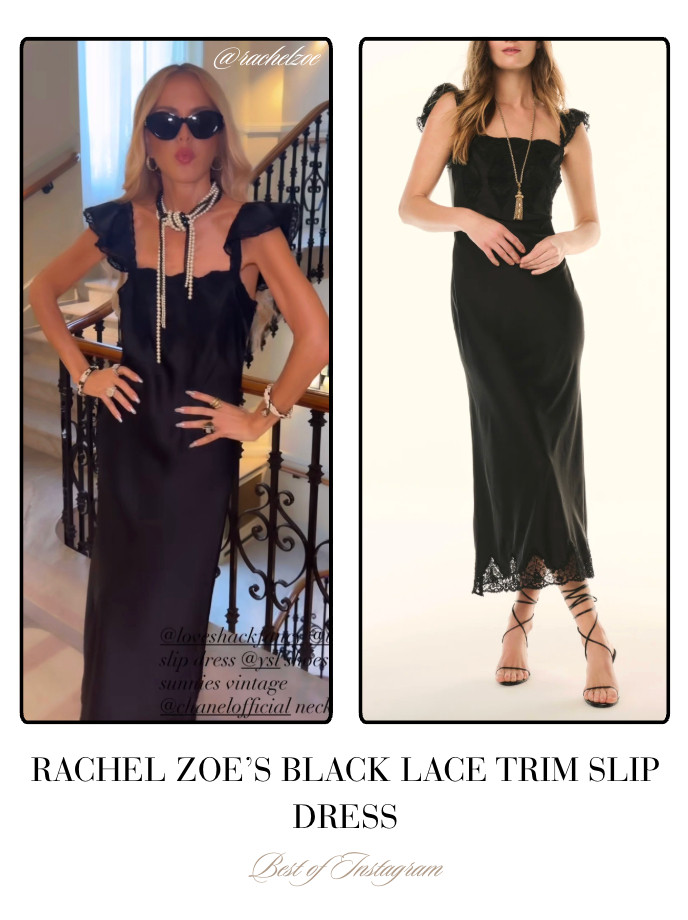 Rachel Zoe's Black Lace Trim Slip Dress 📸 + Info= @rachelzoe 

 