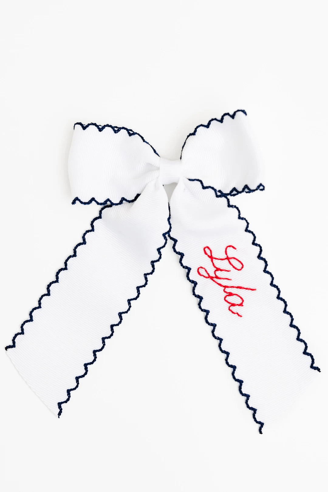 Moon-stitch Name Hand- Embroidered Bow | Etsy (US)