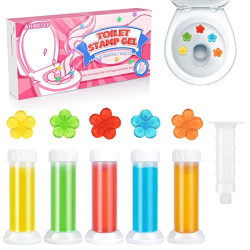KILOSTEP Flower Toilet Gel Stamp, 60 Count Toilet Bowl Stamp Gel 5 Kinds Of Scent Toilet Bowl Cleaner | Amazon (US)