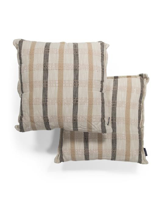 Made In India 2pk 20x20 Striped Plaid Pillows | TJ Maxx