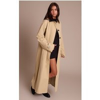 Beige Quilted Collar Maxi Coat | PrettyLittleThing US