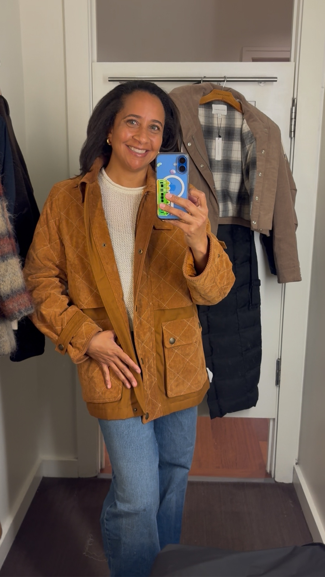 Trying on jackets at Banana Republic and, honestly, I did not expect to find this one. I picked it up on a whim bcs of color and texture, thought it could be fun, and now it’s a fave. It’s so well made and can be made sooo street/funky or chill, casual, so many options for texture and color mixing. Greens with this?! Omgoodness😍. Bets of all, it’s so well made and comfortable, just feels good on, it’s a middle-weight jacket. Loooove this. Worth every penny. Linked my makeup, jeans, and the shirt underneath too😘.

#LTKSeasonal #LTKOver40 #LTKootd