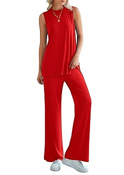 PRETTYGARDEN Women's Summer 2 Piece Set 2025 Loose Tank Top Wide Leg Pants Casual Matching Lounge... | Amazon (US)