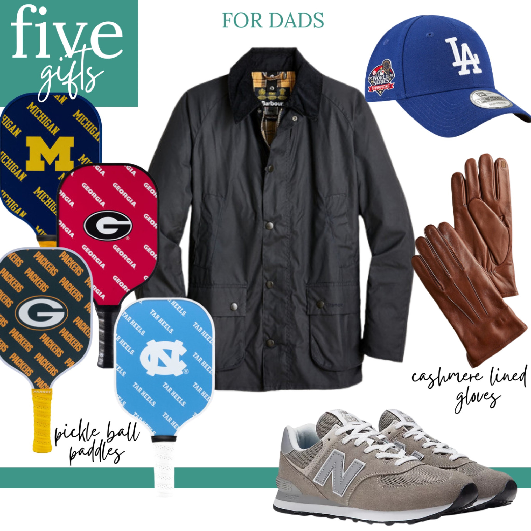 5️⃣ gift ideas for dad

Men, jacket, coat, pickleball paddles, cashmere lined gloves, New Balance sneakers, baseball cap

#LTKCyberWeek #LTKGiftGuide #LTKHoliday