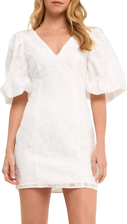 endless rose Puff Sleeve Embroidered Mini Dress | Amazon (US)