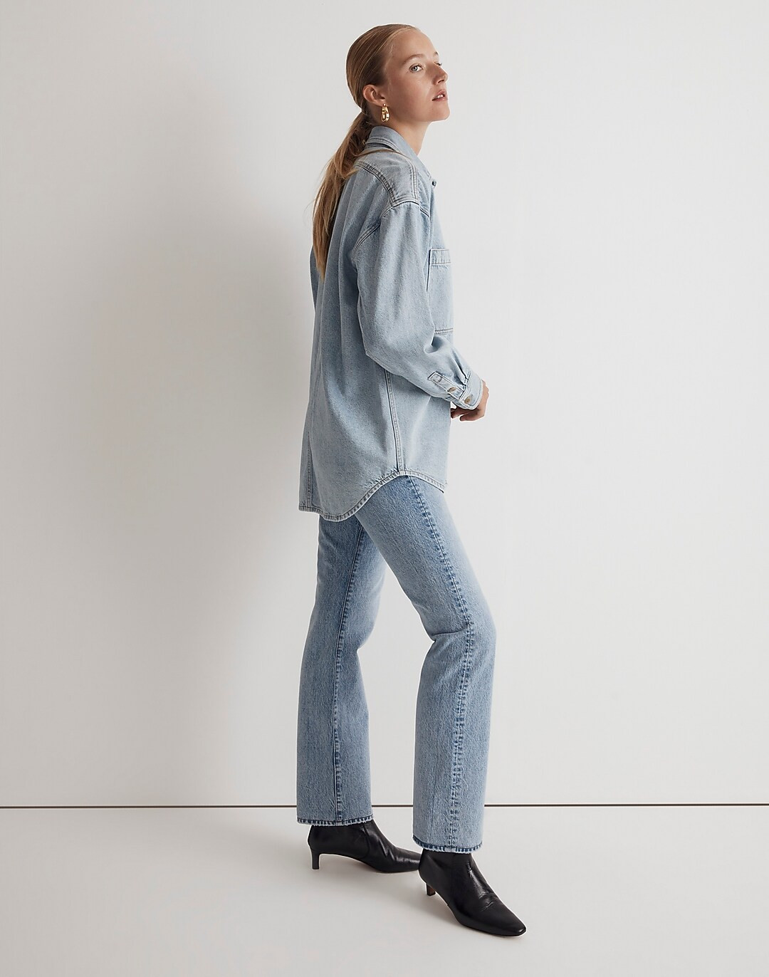 Denim Oversized Button-Up Shirt in Derussey Wash | Madewell