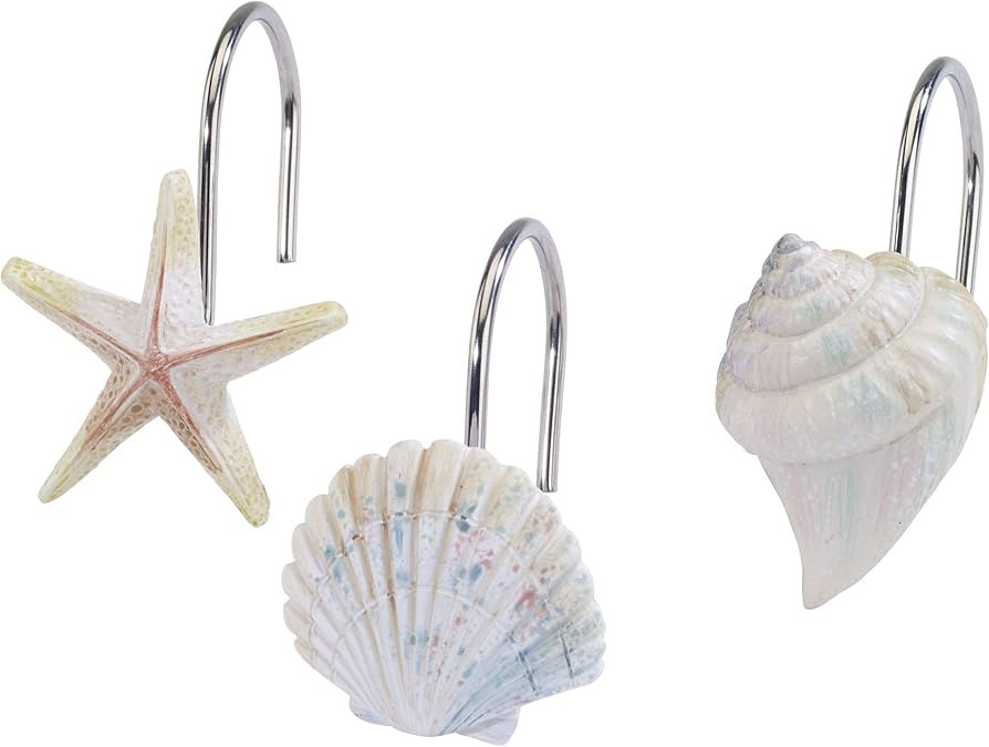 Avanti Linens - Shower Curtain Hooks, Sea Inspired Bathroom Decor, Set of 12 (Coastal Terrazo Col... | Amazon (US)