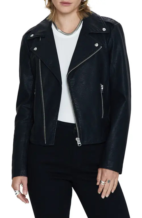 Pistola Nicolette Faux Leather Moto Jacket in Noir at Nordstrom, Size Large | Nordstrom