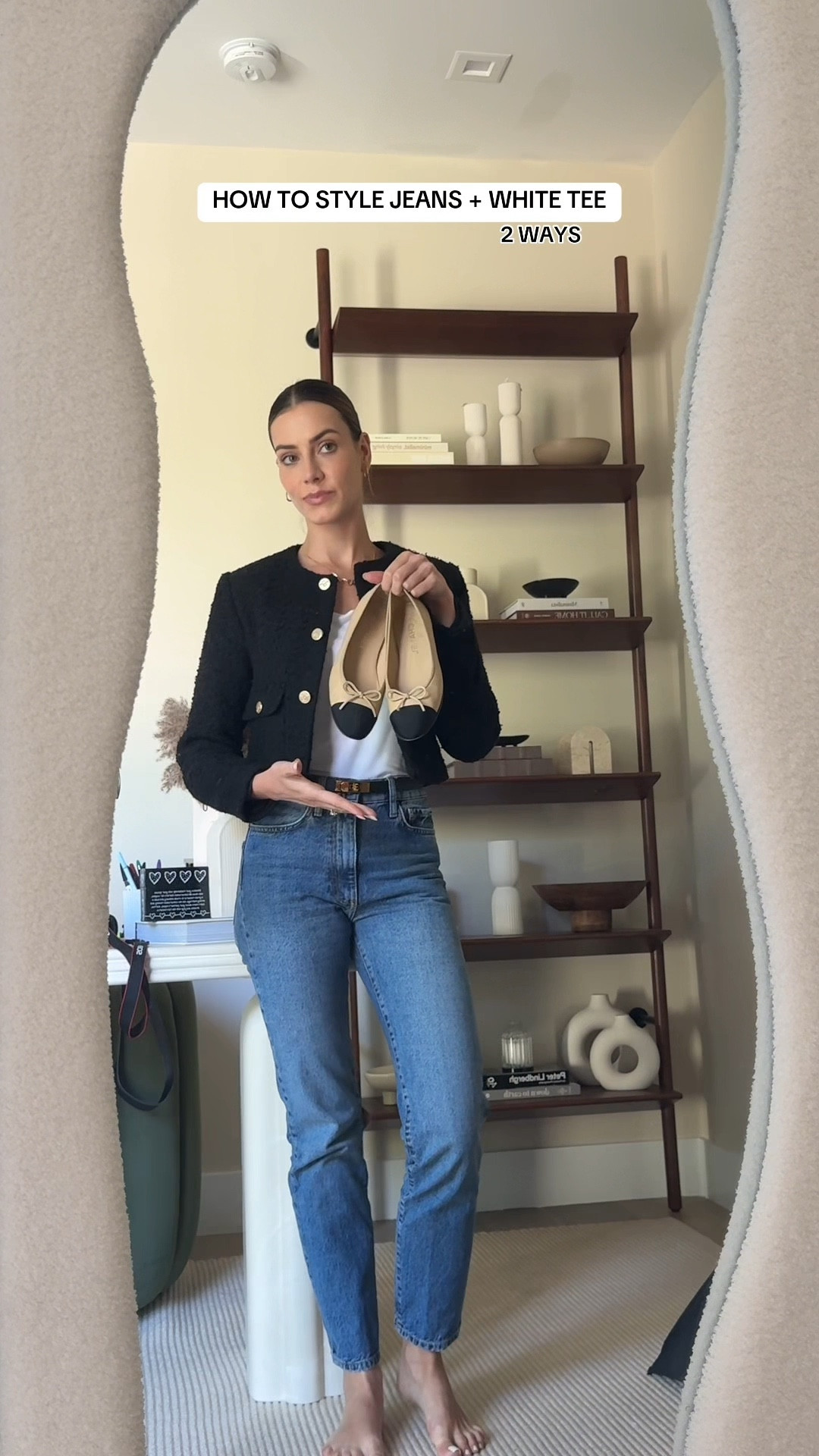 Your pair of jeans can be the best piece in your closet if you now how to style it!
Tip: adding a white tee is always a great way to start, adding more accessories items after that: a blazer, a jacket, and open shirt, etc... in this video I'm showing you the oversized blazer with heels, because when you wear oversized items - specially if they're long - you'll look shorter. As I don't like to look shorter, I prefer adding the heels. Now, when wearing a cropped jacket, that already elongates your upper body, the ballerinas make a lot of sense.
Which one would you wear? Let me know in the comments!

#howtostyle #jeans #whitetee
#tshirtoutfitideas #howtolookexpensive #abercrombiefinds #zarafinds

#LTKWorkwear #LTKFindsUnder100 #LTKStyleTip