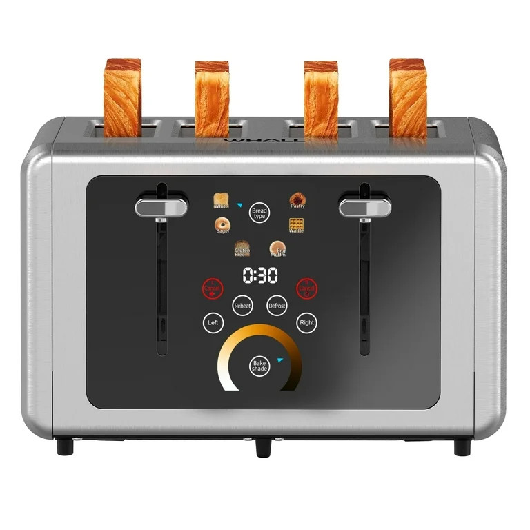 WHALLULTRA Touchscreen Toaster 4 Slice - Stainless Steel Toaster, 6 Shade Settings, Extra Wide Sl... | Walmart (US)