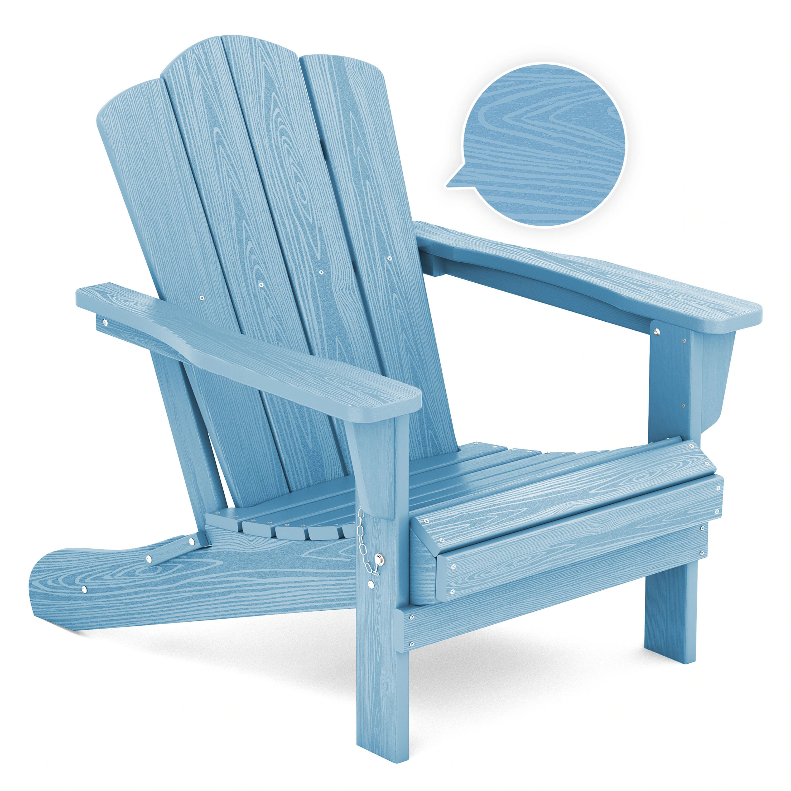 JEAREY All-Weather Patio Folding Adirondack Chair Stackable Light Blue HDPE Frame Stationary Adirondack Chair with Slat Seat one_size | PSQWY-ZD-NY | Lowe's