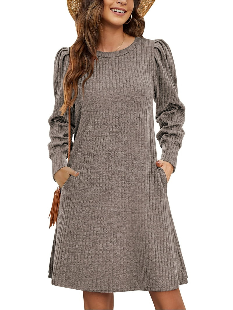 TEMOFON Women Sweater Dresses for Fall WinterWomen's Knit Dress Long Sleeve Casual Crew Neck Tuni... | Walmart (US)