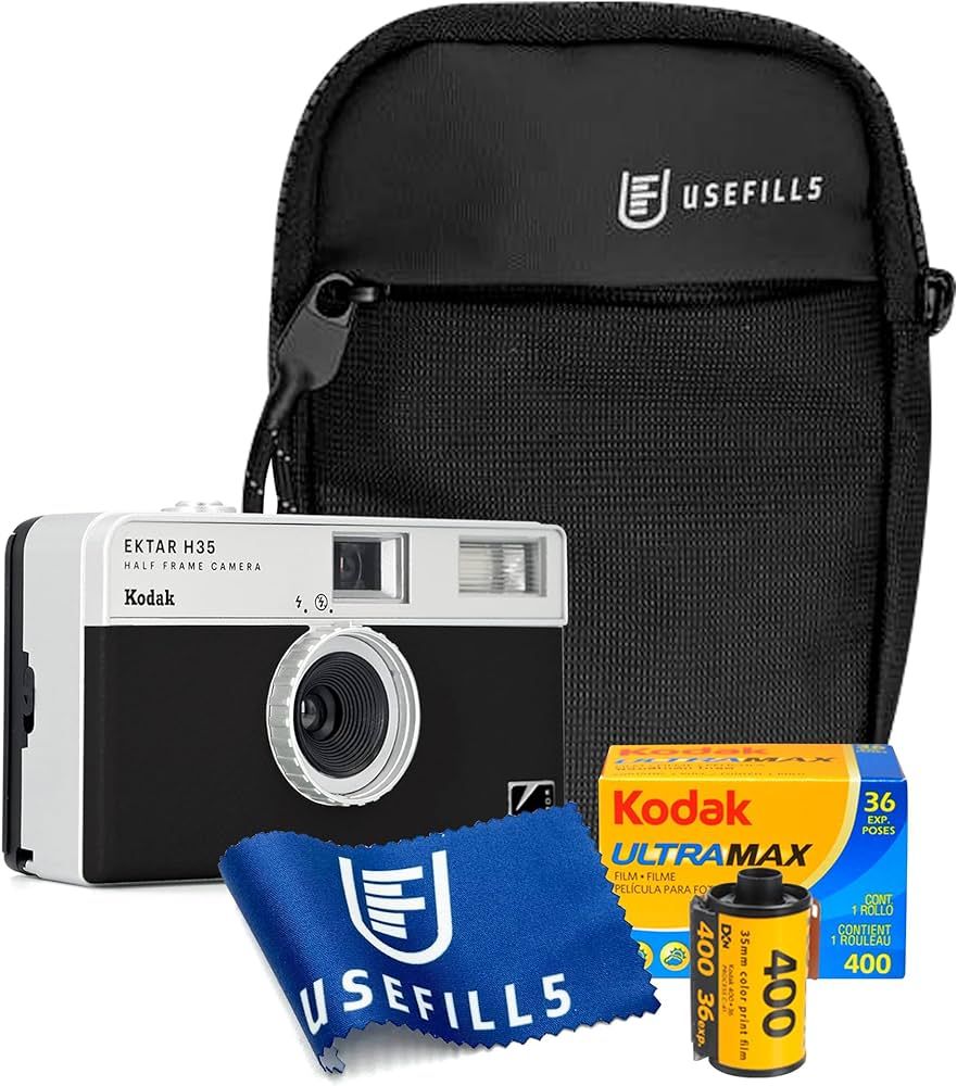 Reusable Film Camera 35mm Bundle Includes Kodak Ektar H35 Half Frame Film Camera Color Black Koda... | Amazon (US)